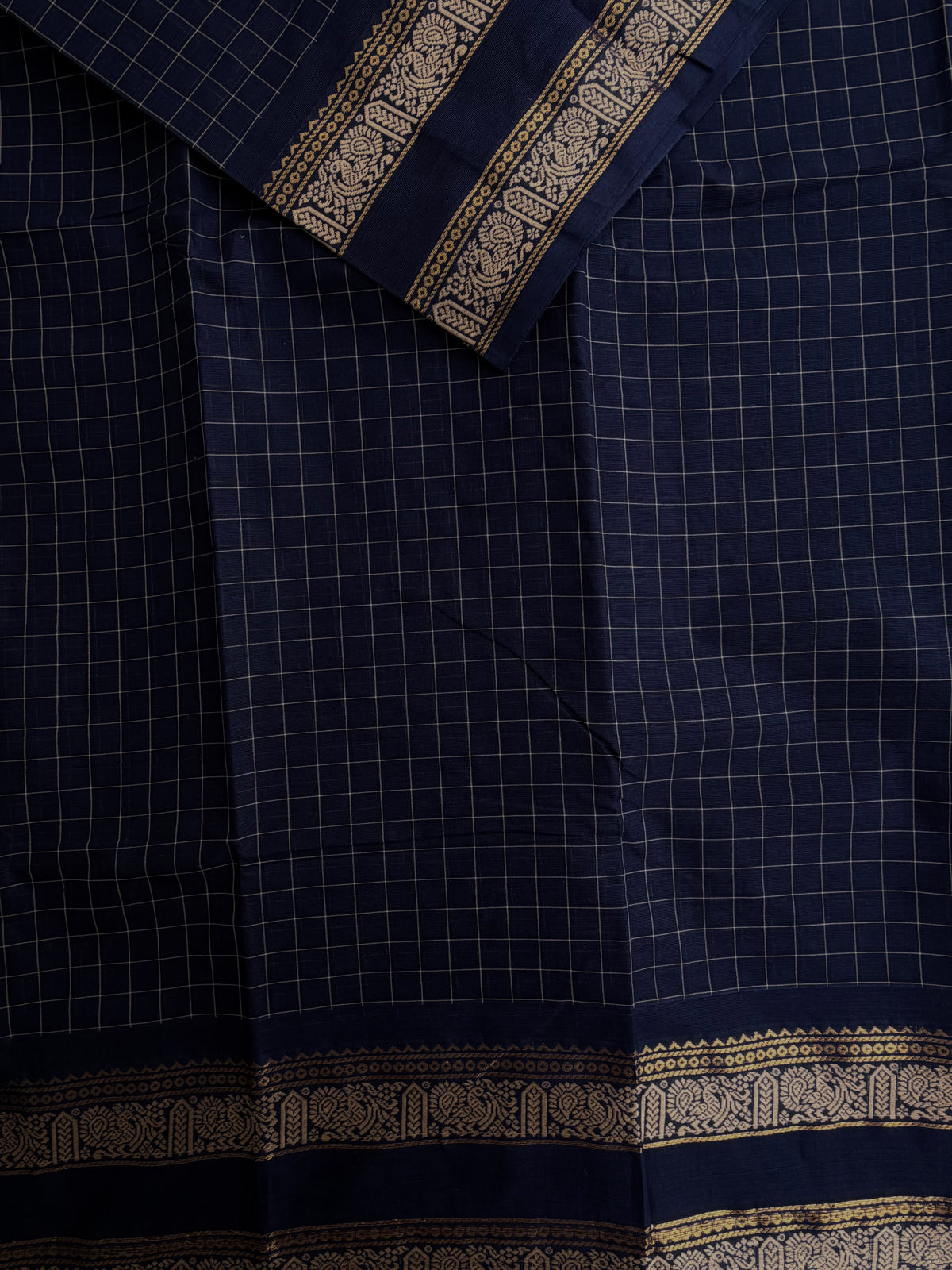 Kanchi cotton saree in kattam pattern