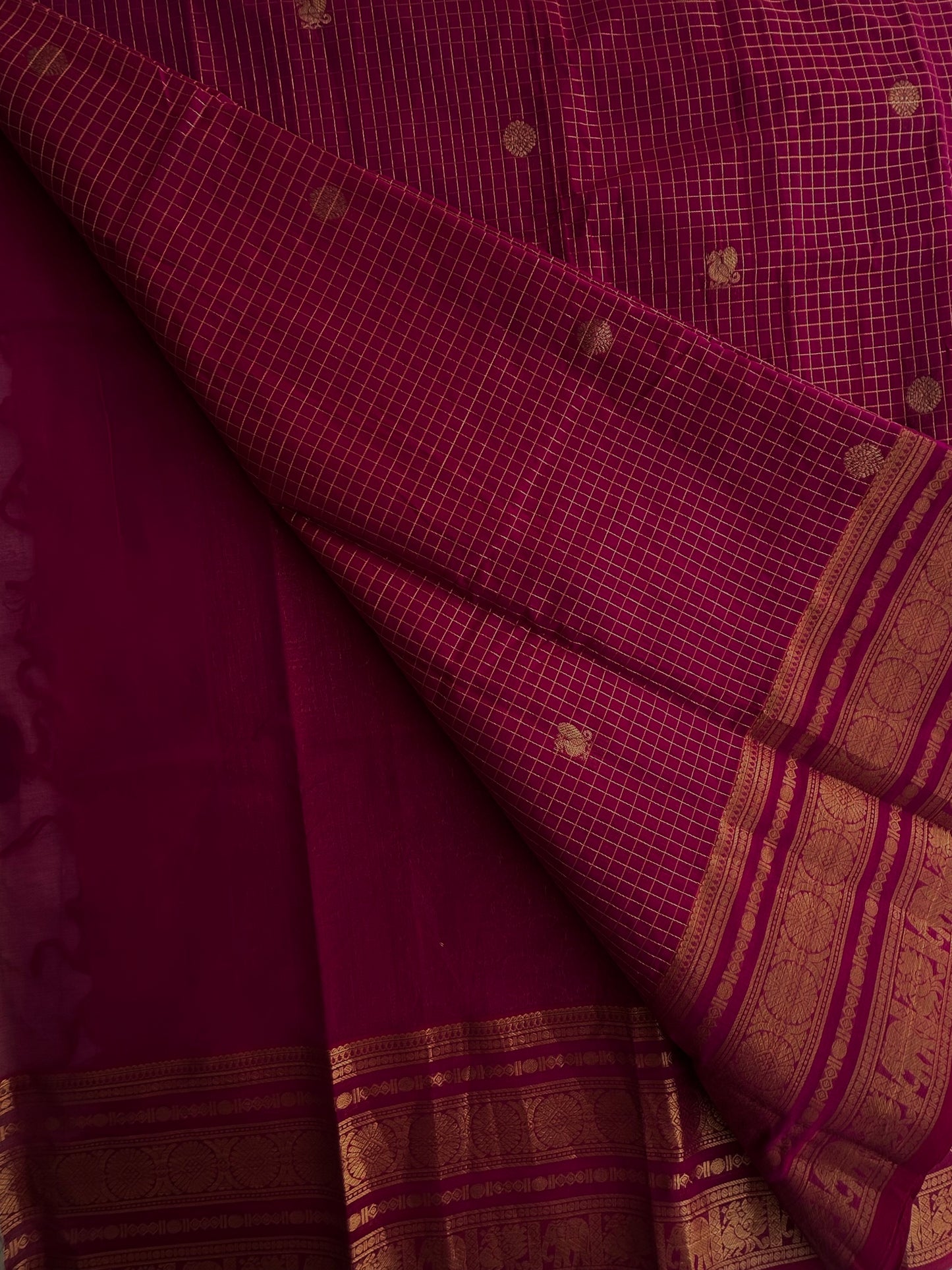 Kanchi cotton saree with kattam zari weaves & grand pallu - pink