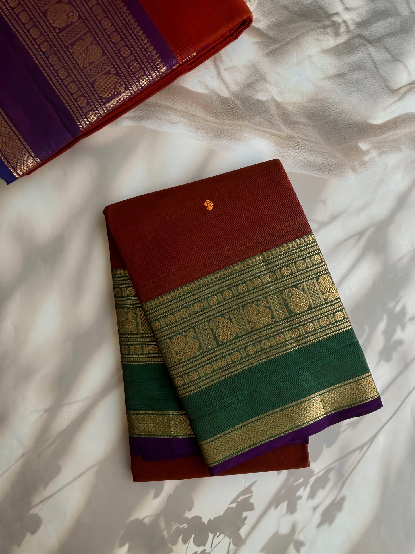 Kanchi cotton saree with butta weaves