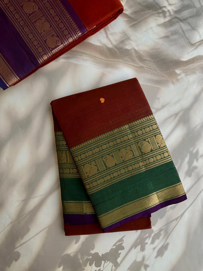 Kanchi cotton saree with butta weaves