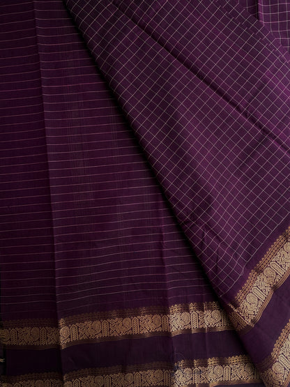 Kanchi cotton saree in kattam pattern