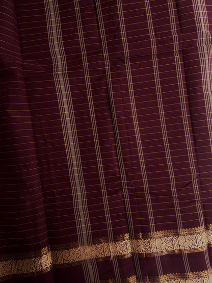 Kanchi cotton saree in kattam pattern brown