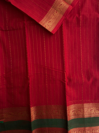 Kanchi cotton saree in Vairaoosi weaves & grand pallu red