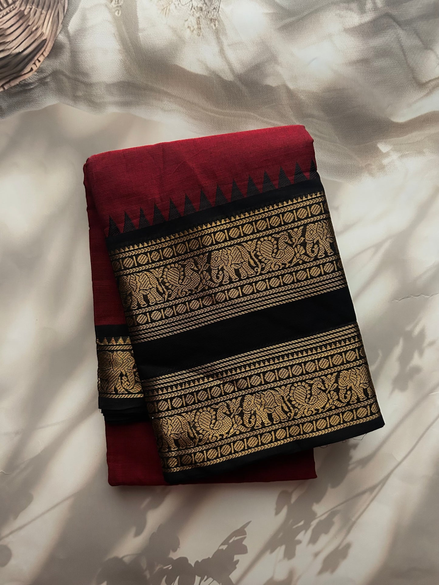 Kanchi cotton saree with rettapett border