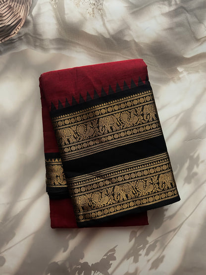 Kanchi cotton saree with rettapett border