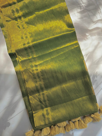 Green mul mul tissue saree