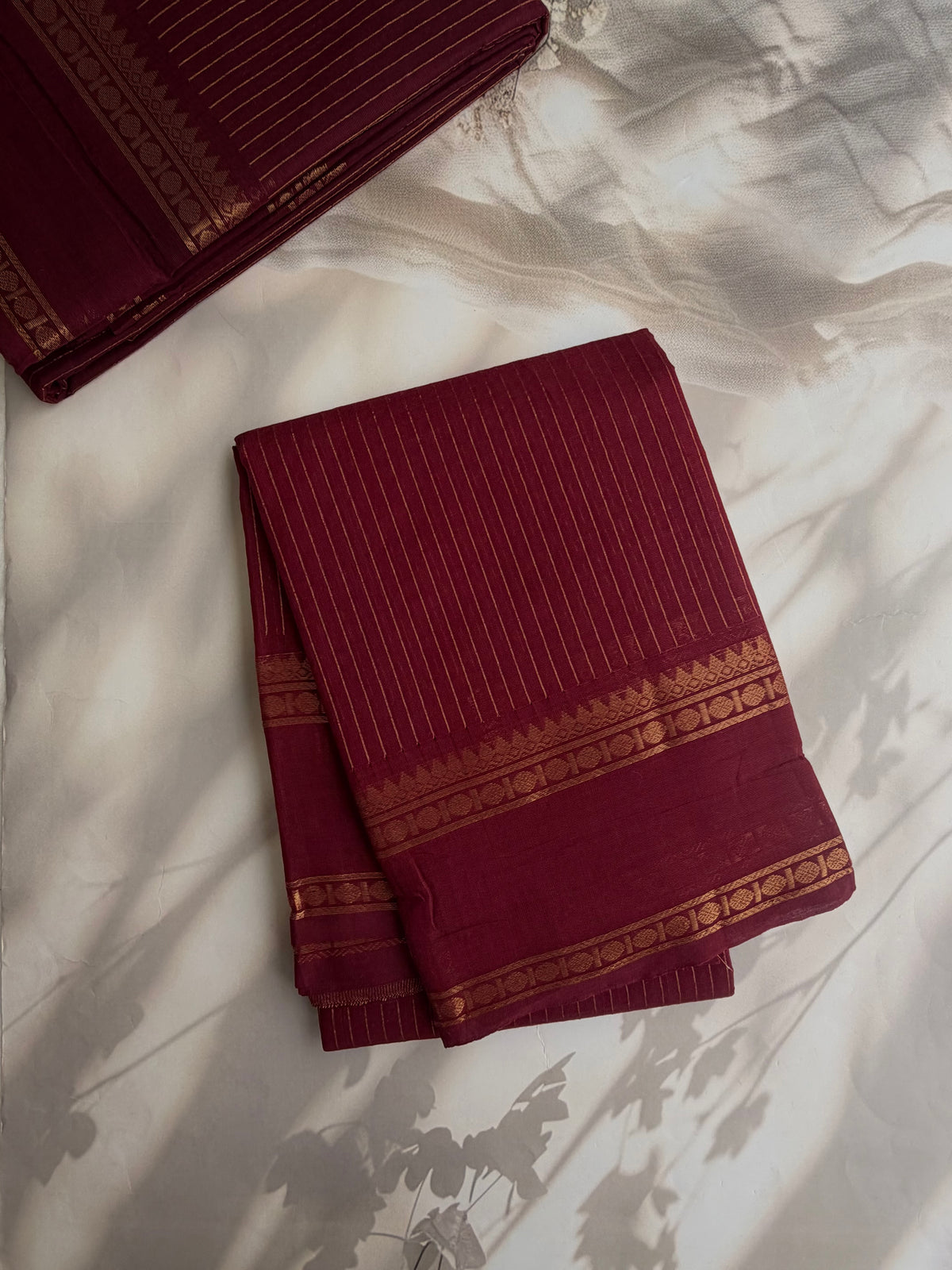 Kanchi cotton saree in Vairaoosi pattern maroon