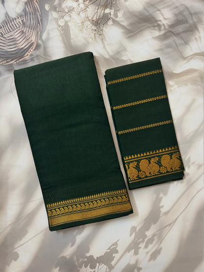 Sungudi Cotton saree With Velthari blouse Green