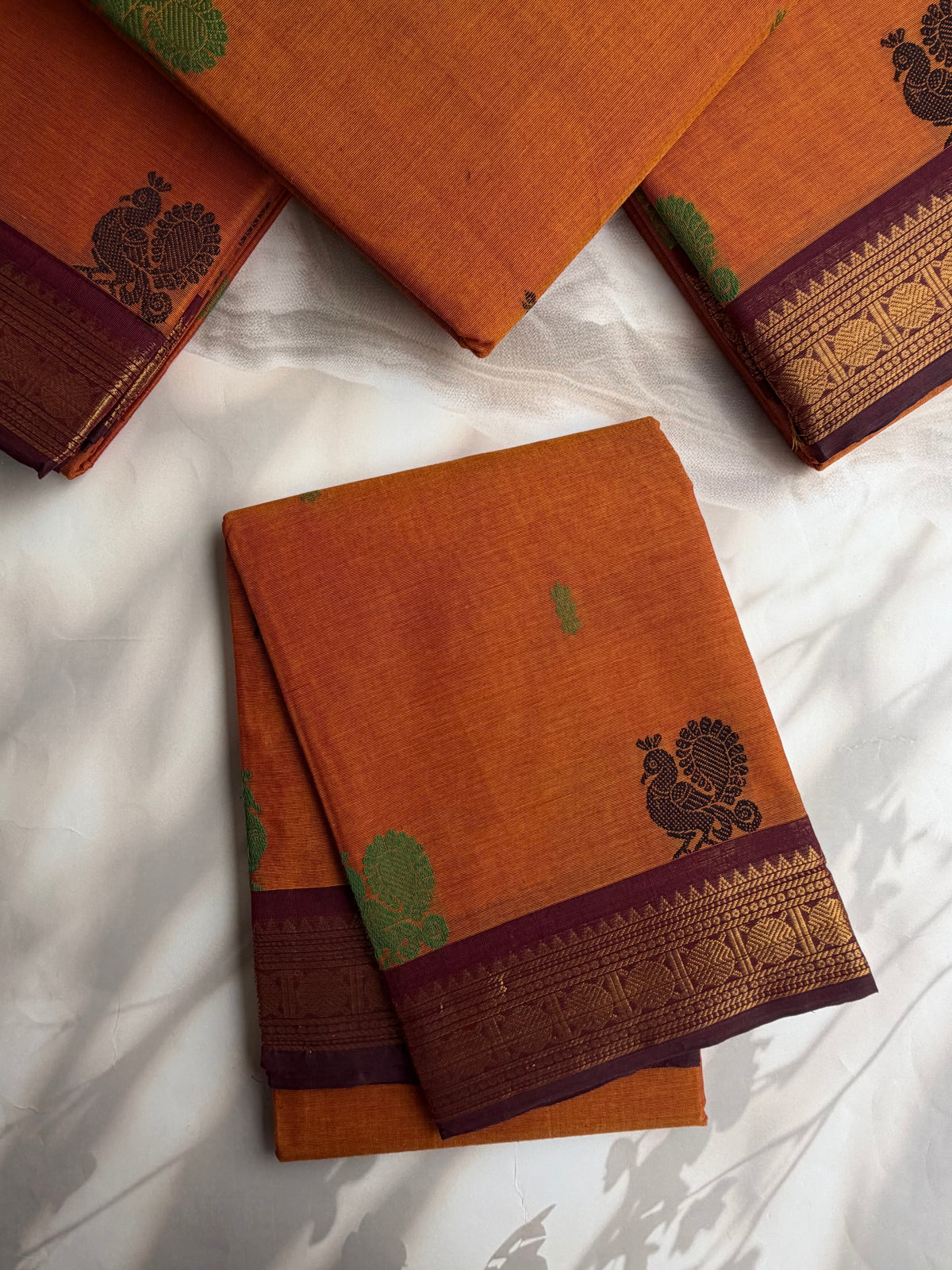 Kanchi cotton saree with butta weaves