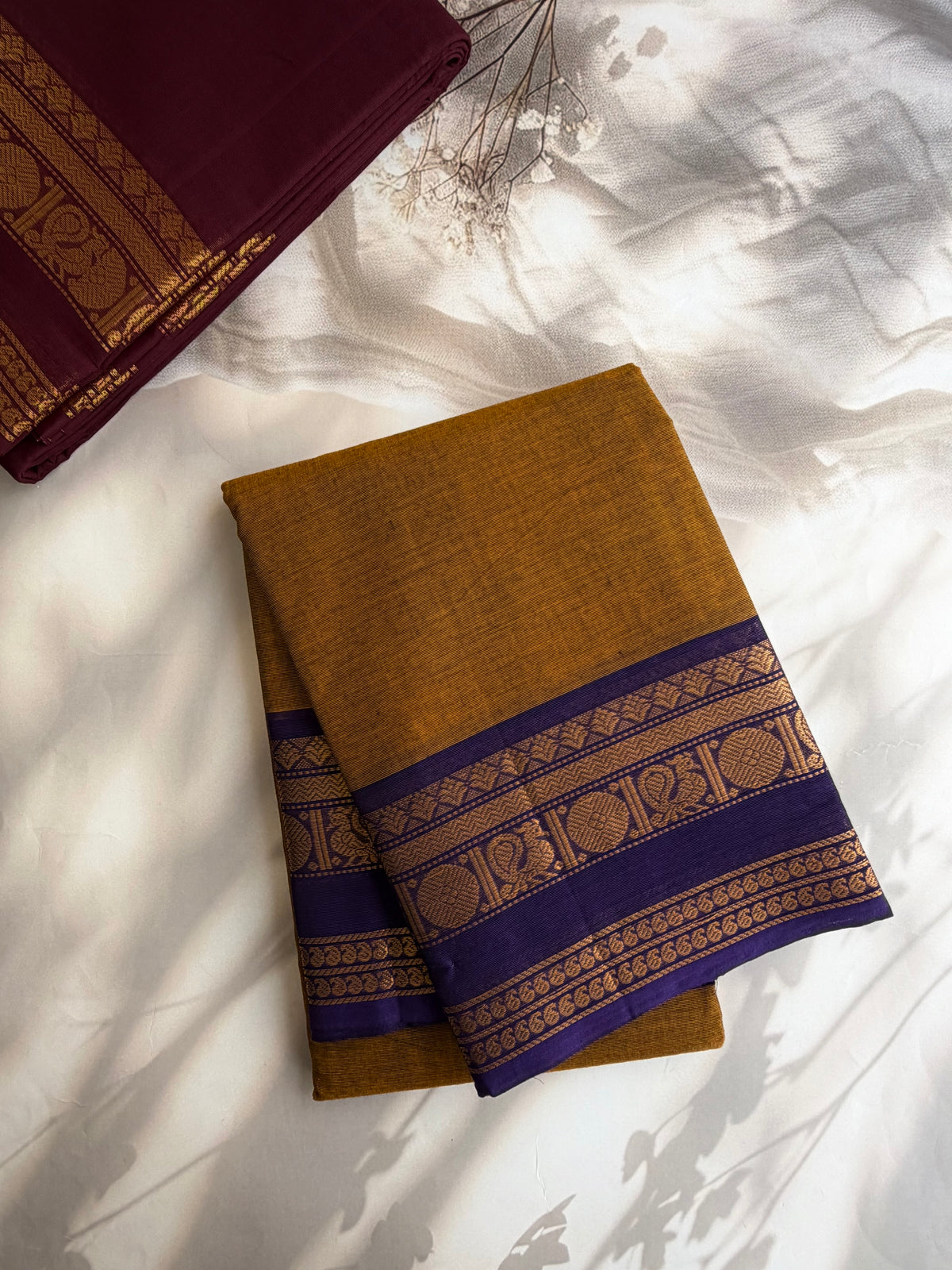 Kanchi cotton saree with zari weaves