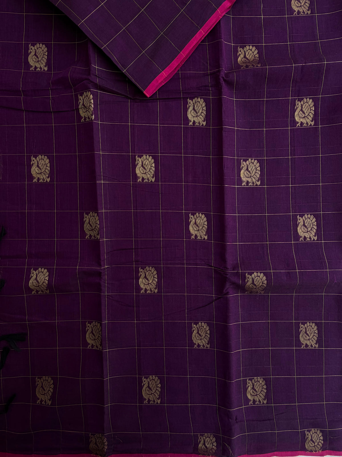 Kanchi cotton with zari weaves and grand pallu purple