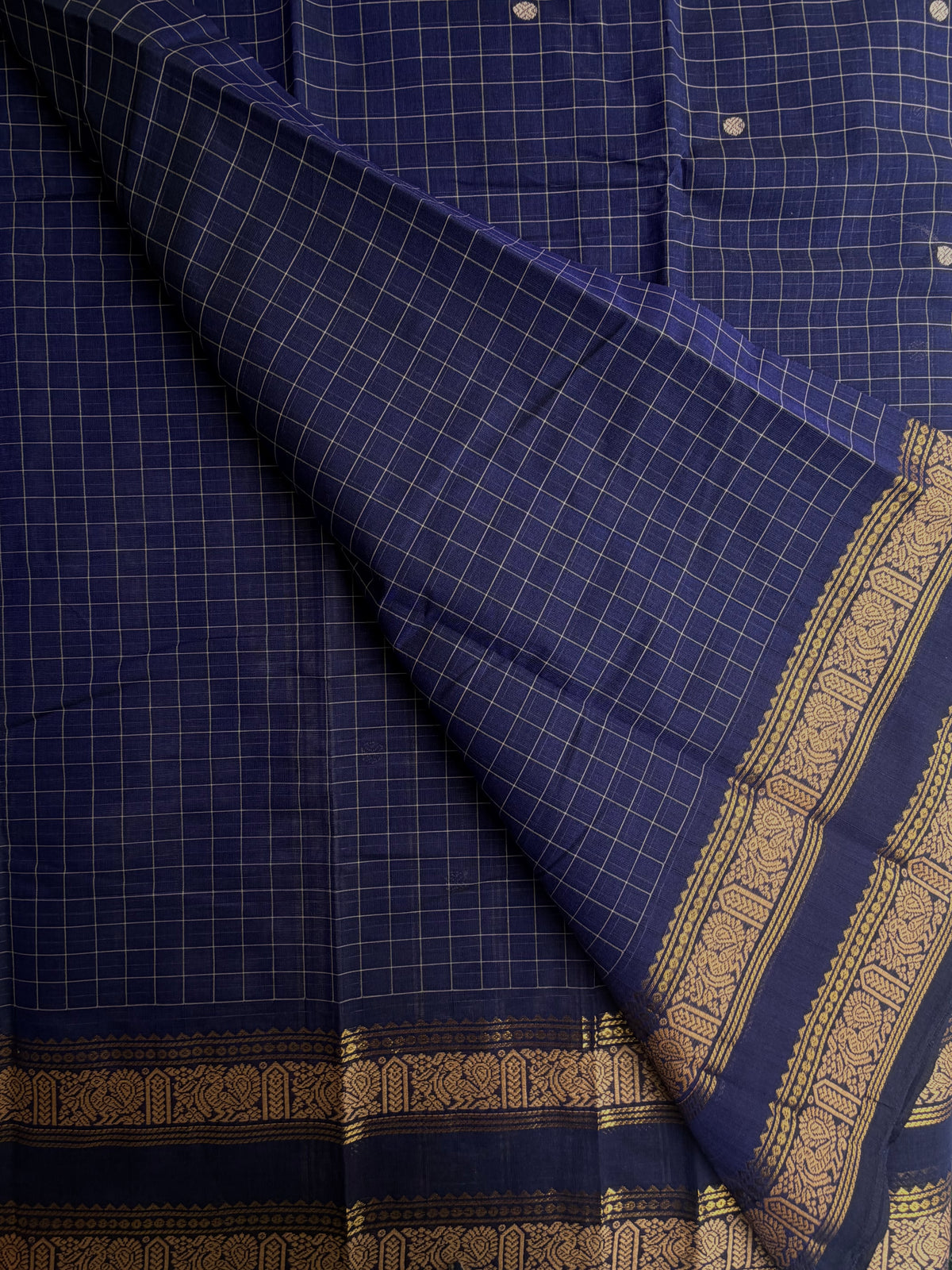 Kanchi cotton saree with kattam & butta weaves