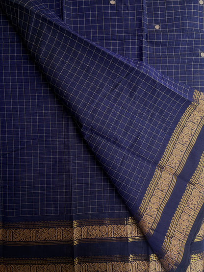 Kanchi cotton saree with kattam & butta weaves