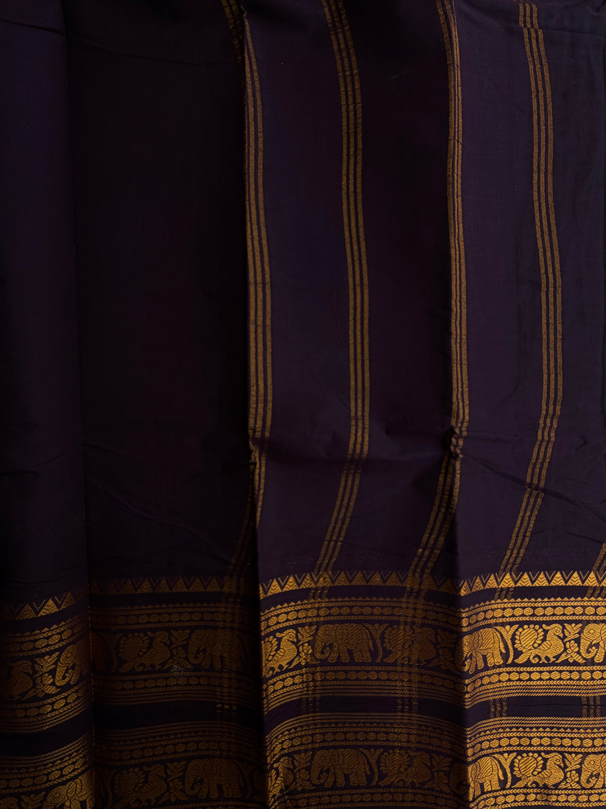 Sungudi saree with rettapett border - brown