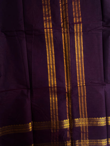 Brown Kanchi cotton saree with zari border