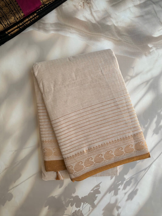 Kanchi Cotton saree with Vairaoosi stripes