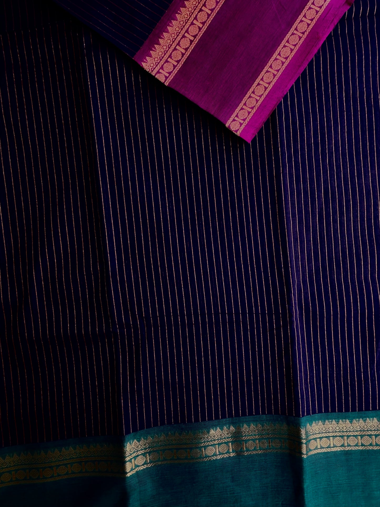 Kanchi cotton saree with Ganga Jamuna border