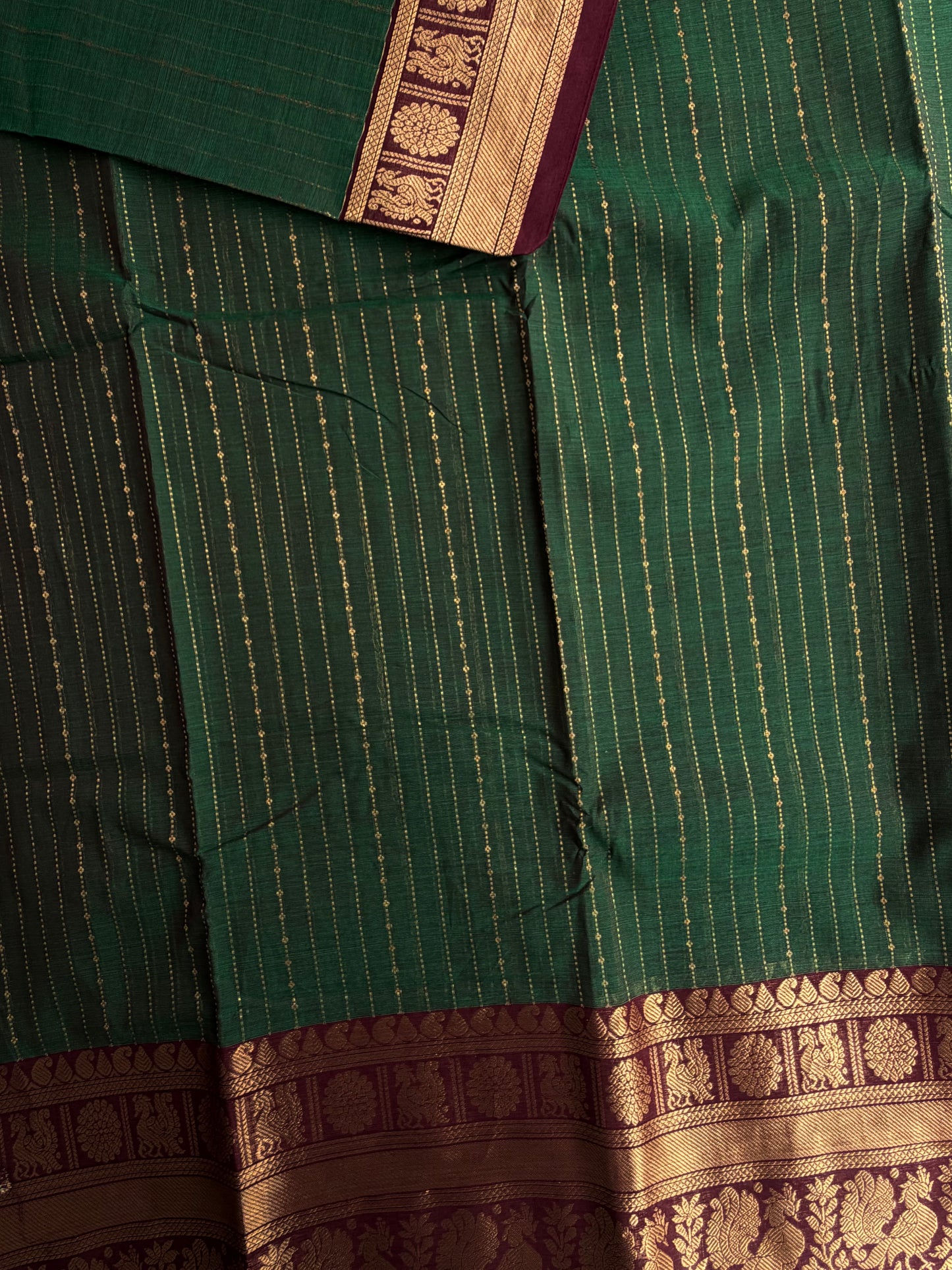 Kanchi cotton Vairaoosi weaves saree - green