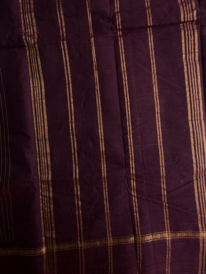 Kanchi cotton saree with Vairaoosi weaves - brown