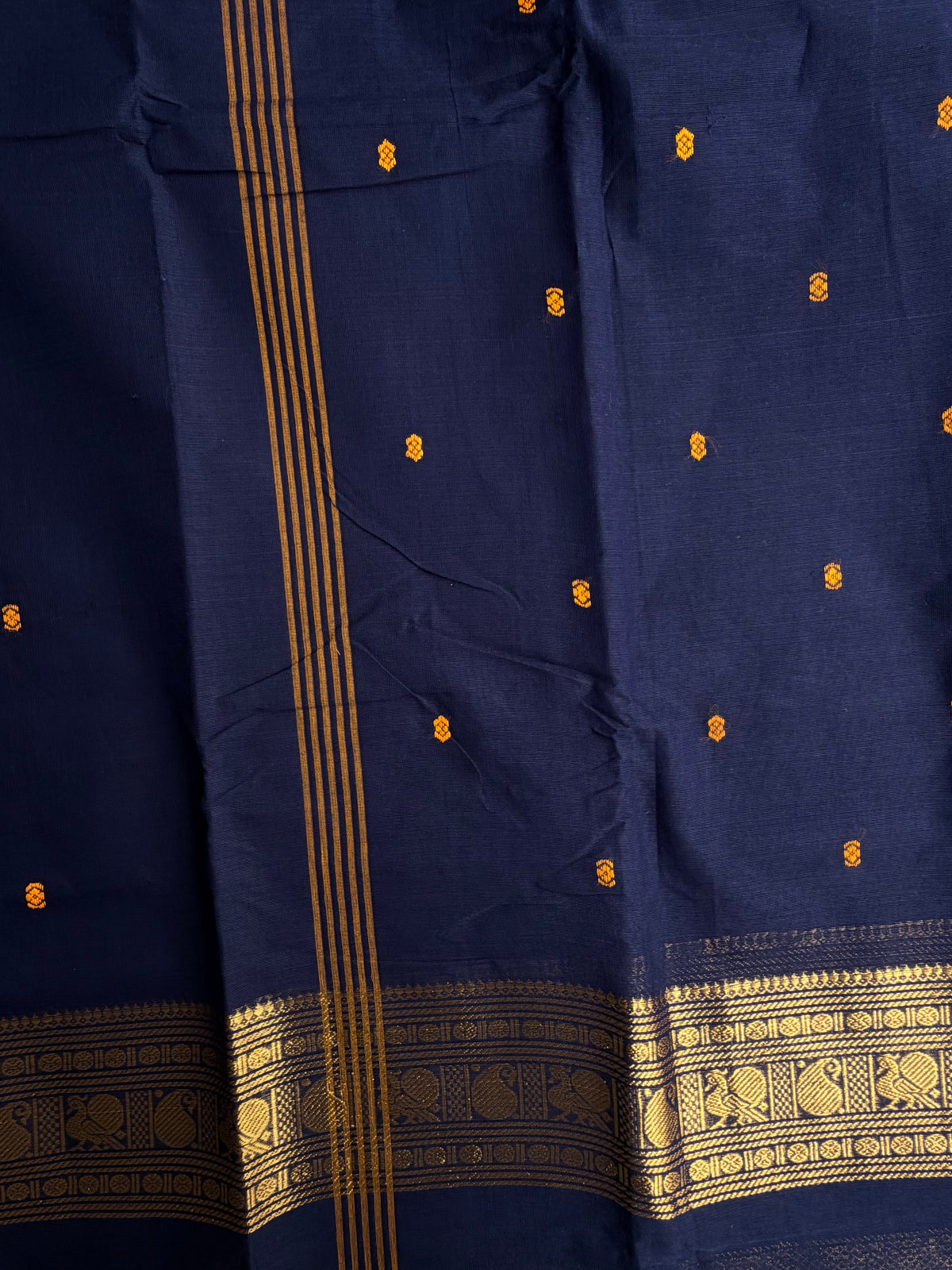 Kanchi cotton saree with butta weaves dark blue
