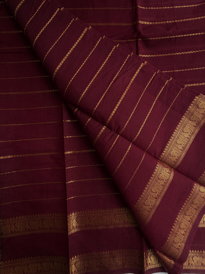 Kanchi cotton saree with Velthari pattern weaves maroon