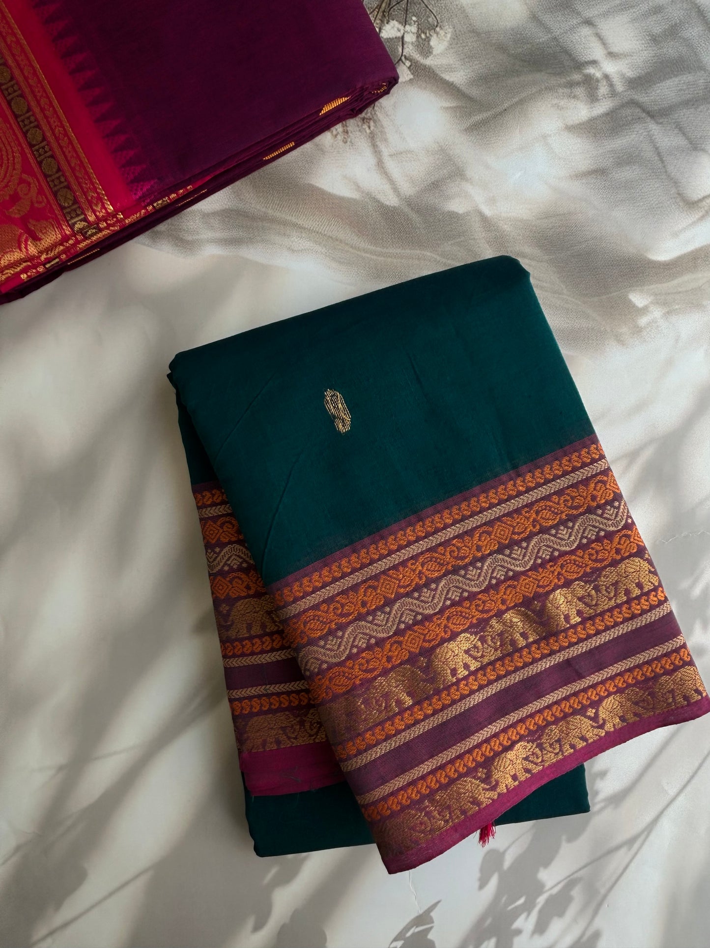 Kanchi cotton saree with butta weaves