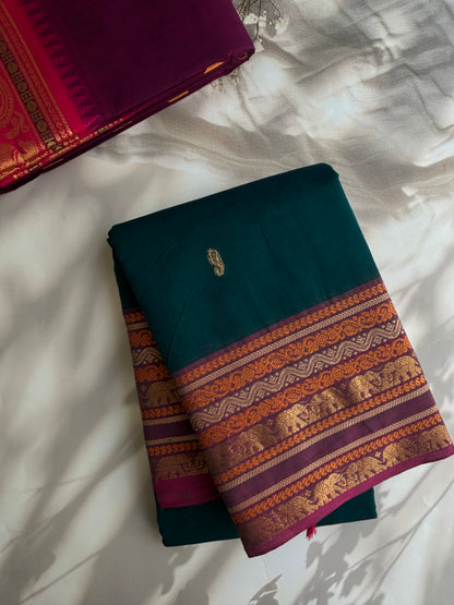 Kanchi cotton saree with butta weaves