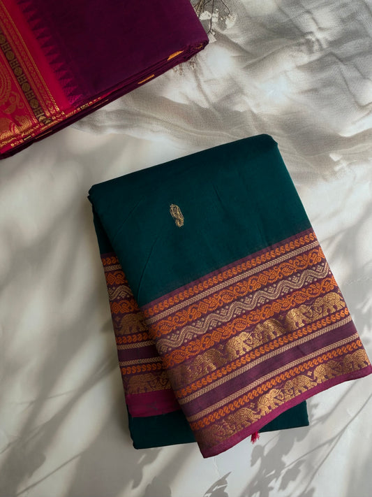 Kanchi cotton saree with butta weaves