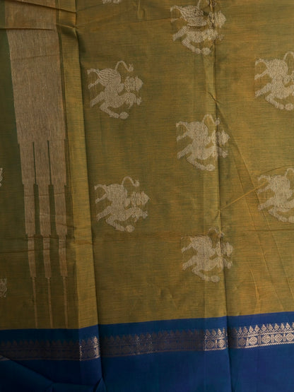 Premium Kanchi cotton with annam zari weaves and grand pallu