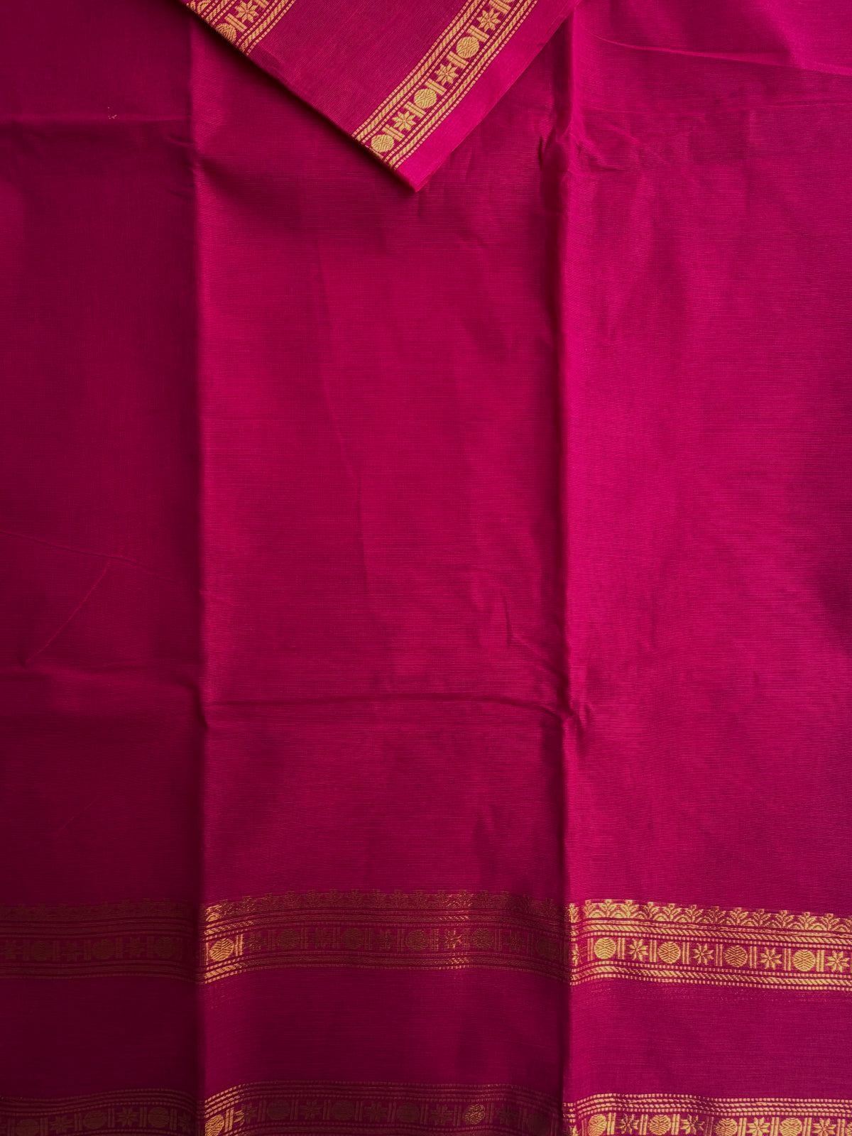 Kanchi cotton saree with zari weaves dark pink