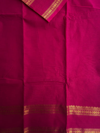 Kanchi cotton saree with zari weaves dark pink