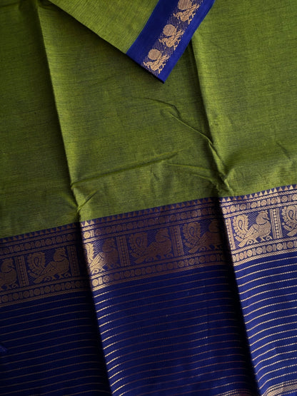 Kanchi cotton saree with zari lines border