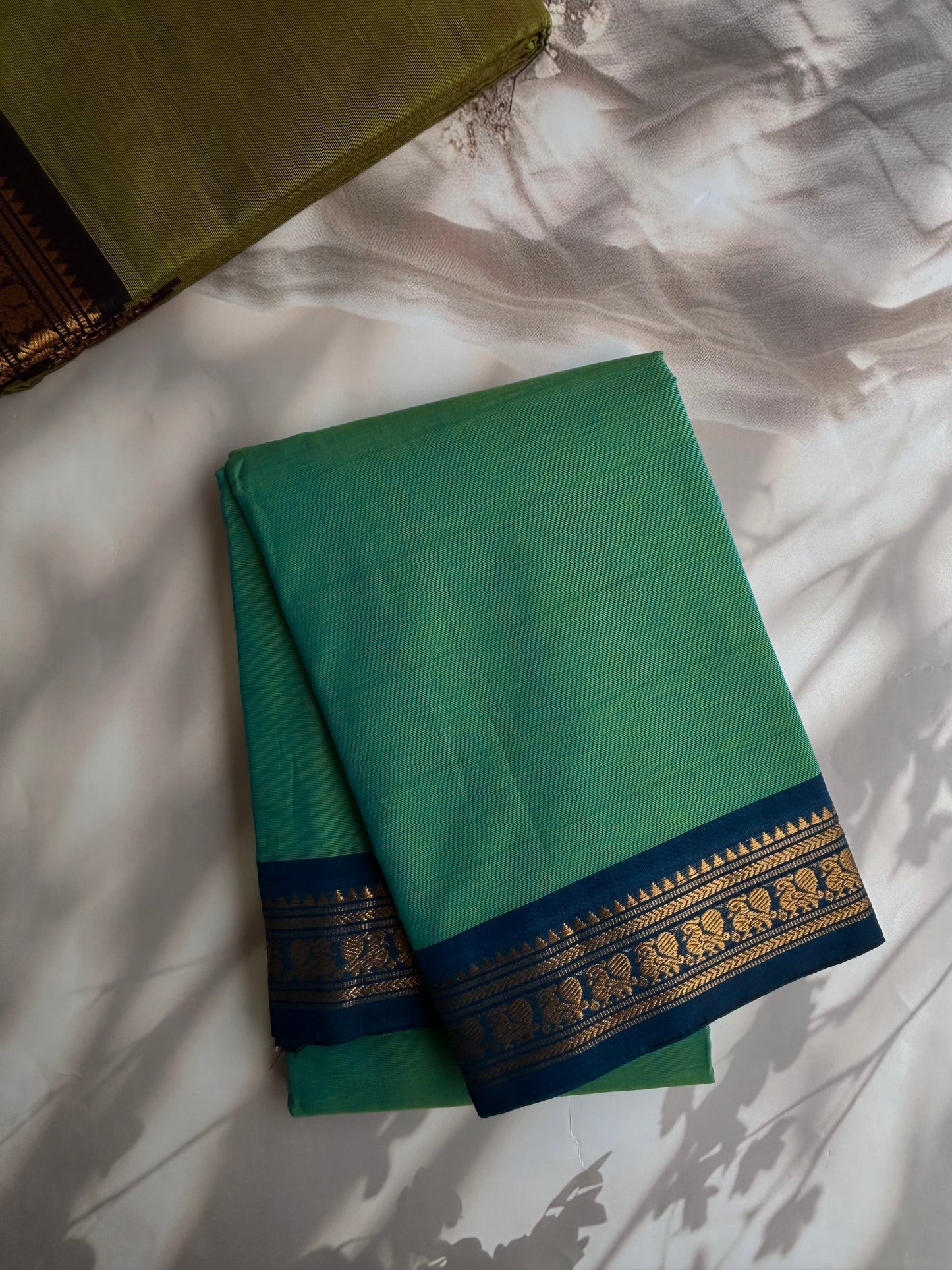 Kanchi cotton saree with contrast border