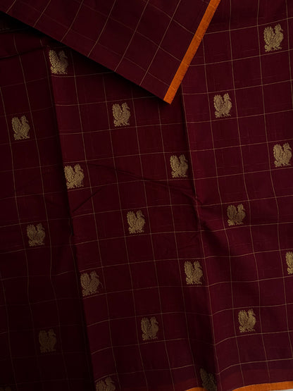 Kanchi cotton saree in premium zari weaves & grand pallu maroon
