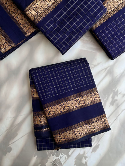 Kanchi cotton saree in kattam pattern