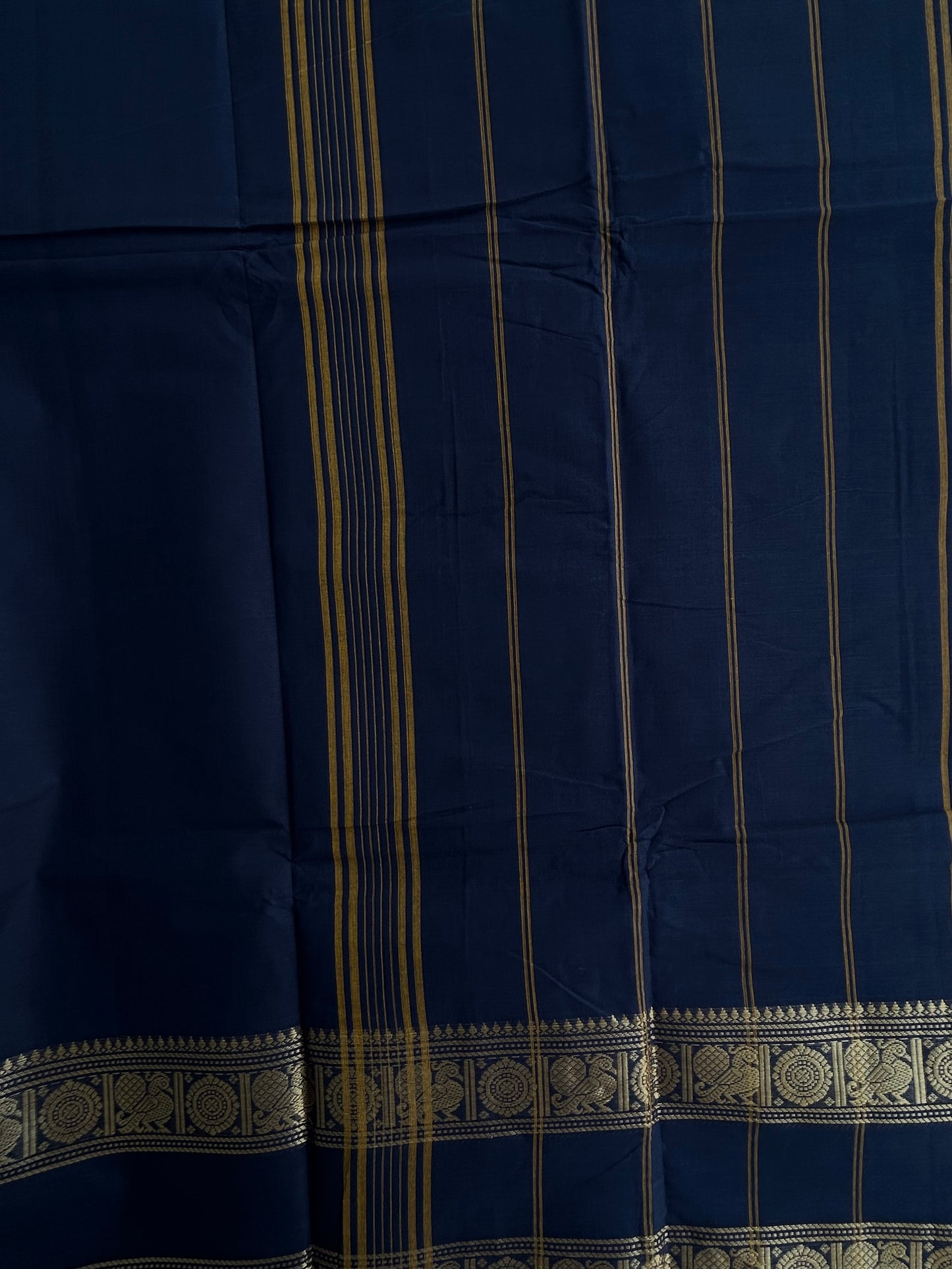 Kanchi cotton saree with rettapett border blue