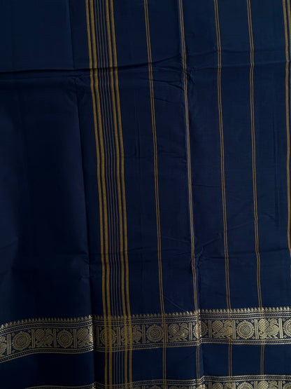 Kanchi cotton saree with rettapett border blue