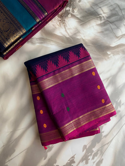 Kanchi cotton saree with butta weaves