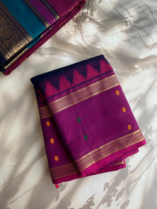 Kanchi cotton saree with butta weaves