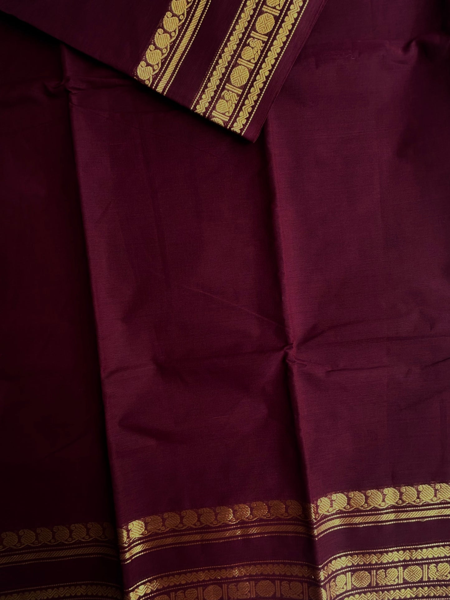 Kanchi cotton saree deep maroon
