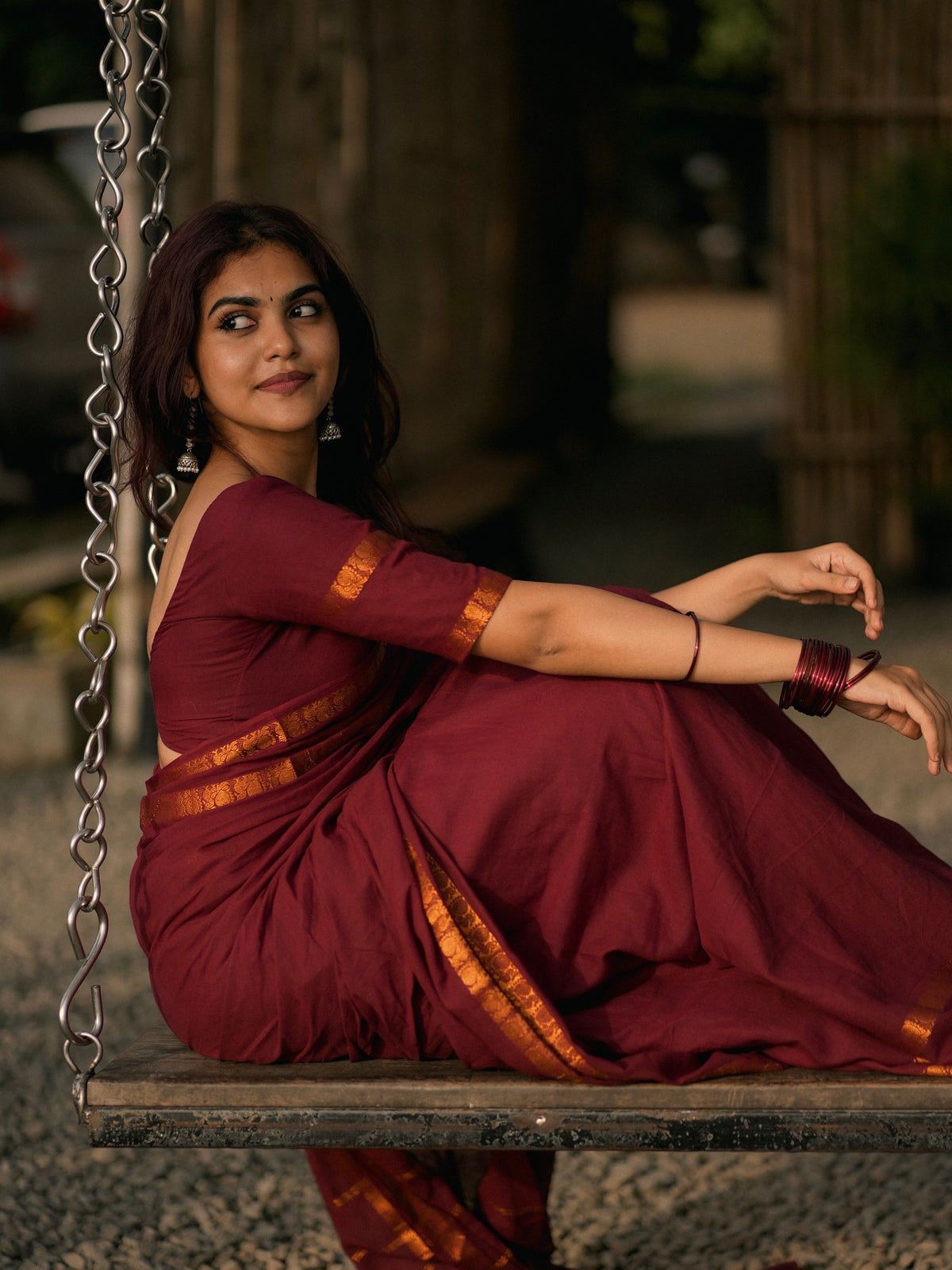 Sungudi Cotton saree with peacock border