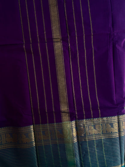 Kanchi cotton saree with zari lines weaves