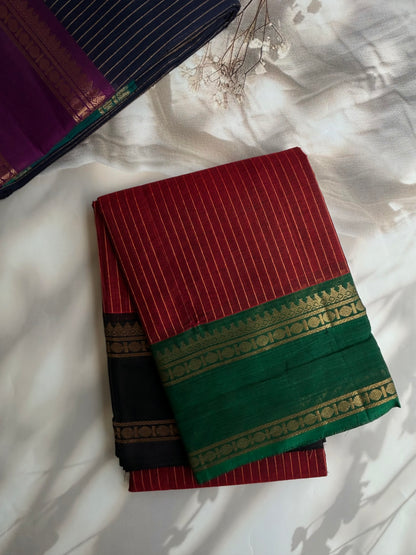 Kanchi cotton saree with Korvai ganga jamuna border