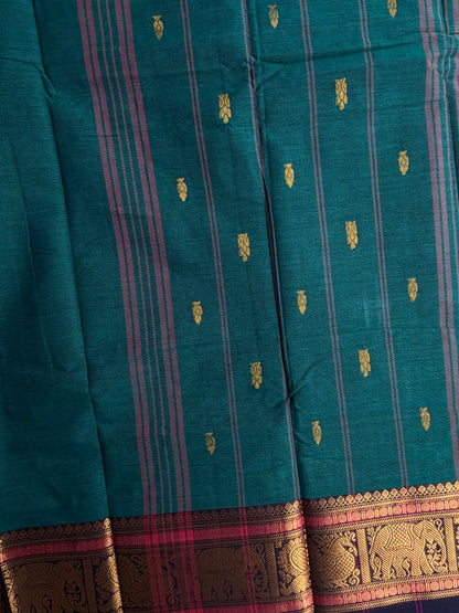 Kanchi cotton saree with butta weaves