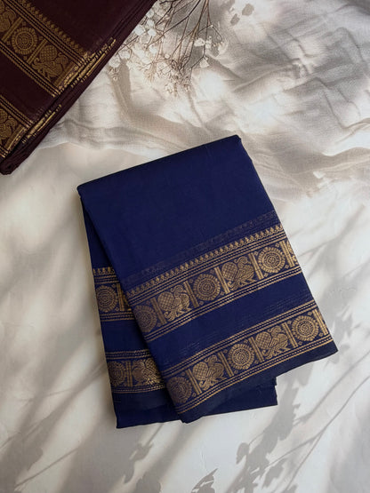 Kanchi cotton saree with zari weaves - Blue