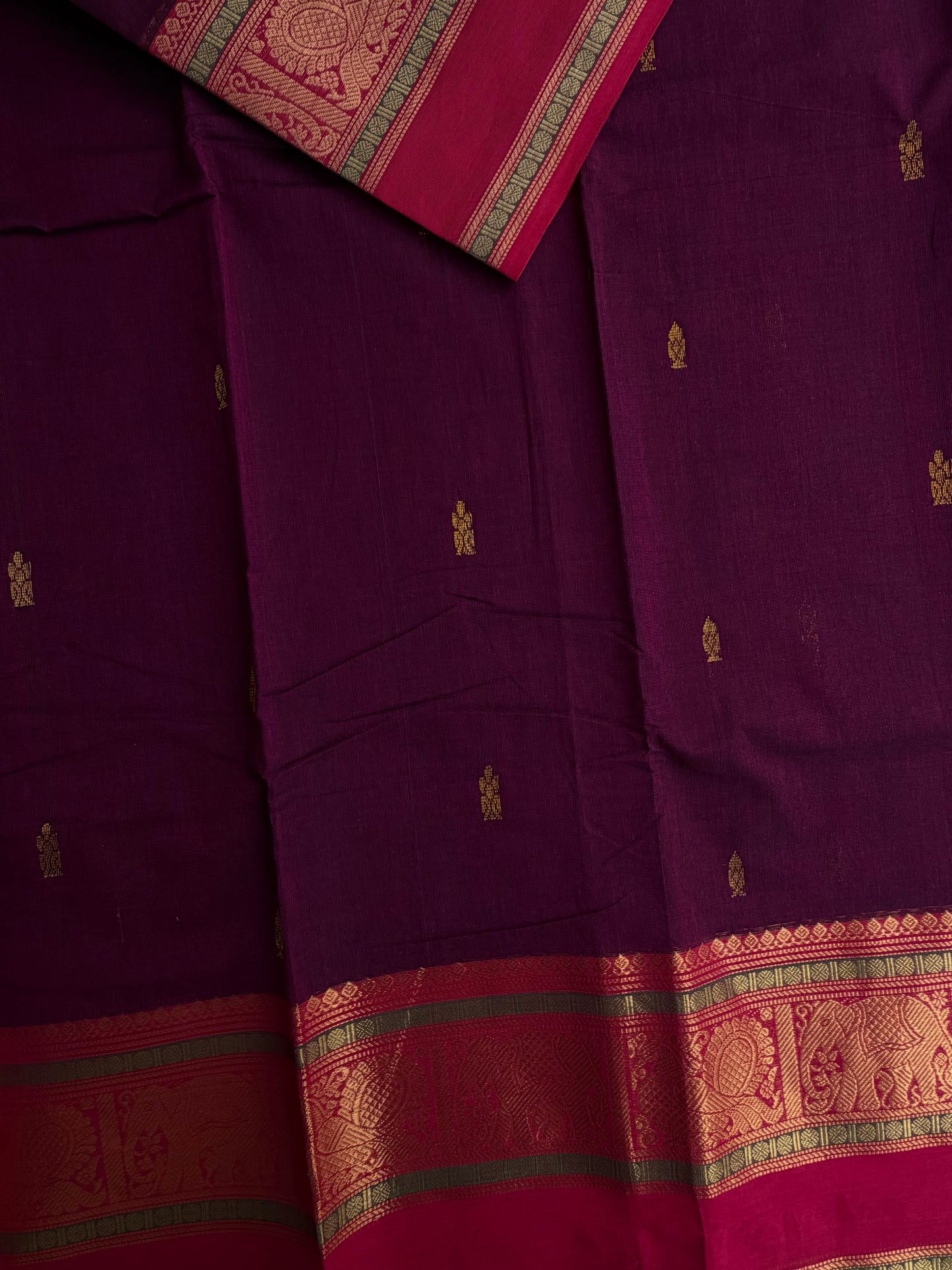 Kanchi cotton saree with butta weaves