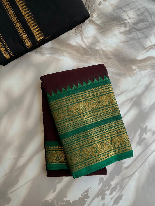 Kanchi cotton saree with rettapett border
