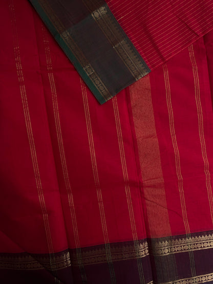 Kanchi cotton saree with korvai Ganga jamuna border