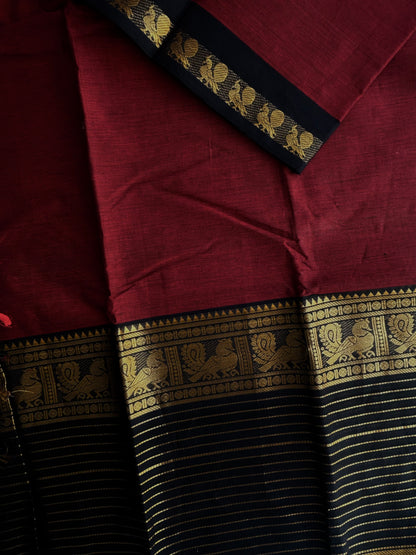 Kanchi cotton saree big border striped weaves