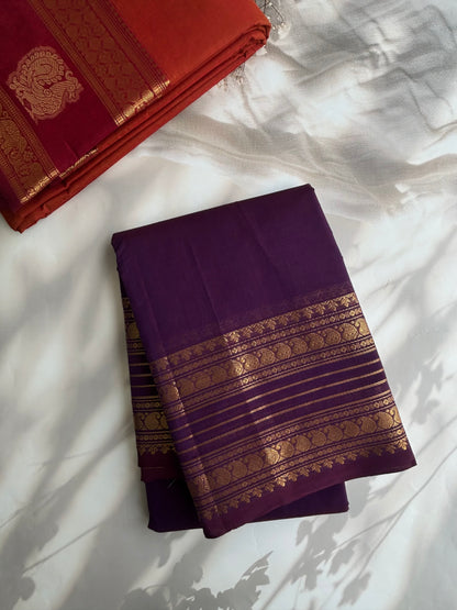 Kanchi cotton saree with zari weaves - purple